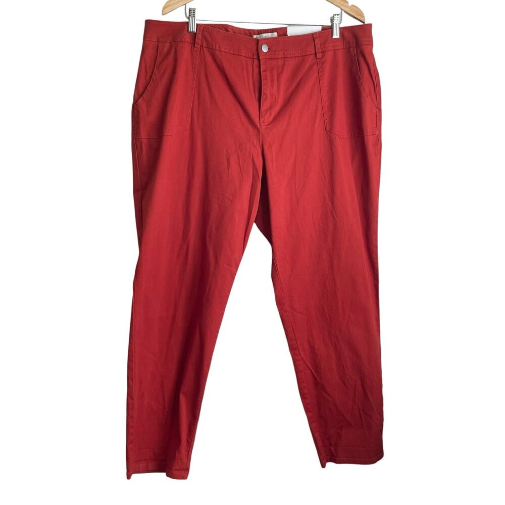 Cato Women Ankle Pants Straight‎ Leg 18/20 Burnt Orange Cotton Stretch Casual
